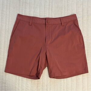 RHONE Men's Dark Coral Flat Front Shorts